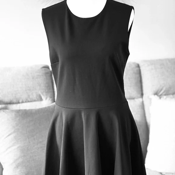 green emerald velvet dress H&M Divided Black Ribbed Knit Cut-Out Neck Short Sleeve Fit & Flare Dr –  Brie main image 0